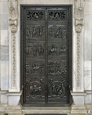 <span class="mw-page-title-main">George Washington and the Revolutionary War Door</span> Pair of a bronze sculptured doors to the Senate wing of the United States Capitol