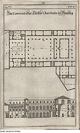 Plan klasztoru i rzut fasady, wyd. Georg Andreas, 1698 (zbiory Deutsche Fotothek)