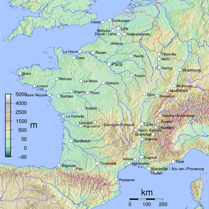 Map of French cities