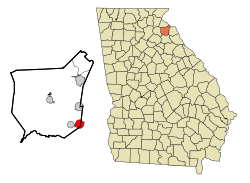 Location in Franklin County and the state of جارجیا (امریکی ریاست)