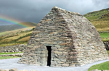 Gallarus Oratory, one of the earliest churches built in Ireland Gallarus Oratory Rainbow 20070916.jpg