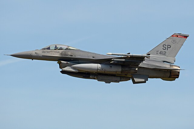 A US Air Force F-16 Fighting Falcon of the 52nd Fighter Wing based at Spangdahlem.