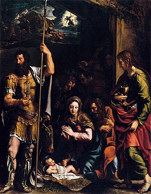 Adoration of the Shepherds with Sts. Longinus and John