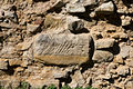 Eingebauter Großquader mit Bearbeitungsspuren durch römisches Spitzeisen (Zustand 2011)