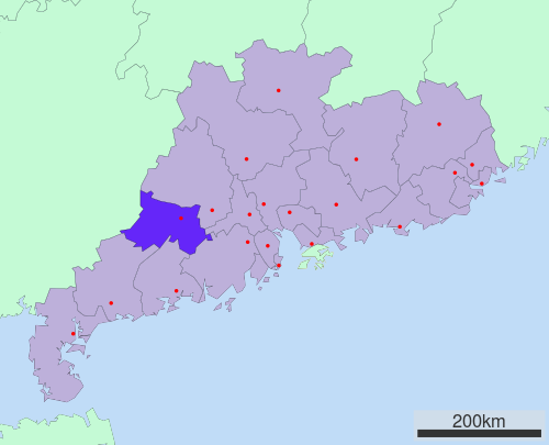 Location of Yunfu in Guangdong