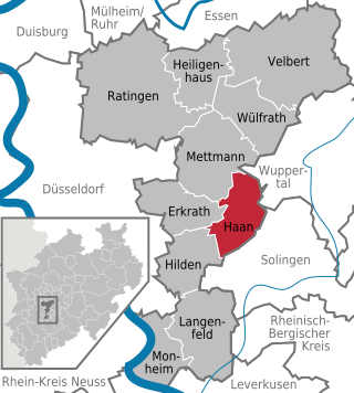 Poziția orașului Haan pe harta districtului Mettmann