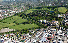 Hagley Park in Christchurch, New Zealand, named after the Worcestershire estate of the Lyttelton family HagleyParkAerialPhoto.jpg