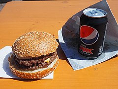 Hamburger and Pepsi Max in Helsinki.jpg