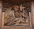 English: Detail from the choir stalls at the Stiftskirche in Herrenberg. Left side of the choir. Made by Heinrich Schickhardt der Ältere 1513-1517