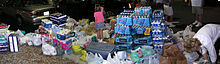 Many local charities are pitching in to help send supplies to victims of hurricane Katrina. Hurricane Katrina Supplies-Panorama.jpg