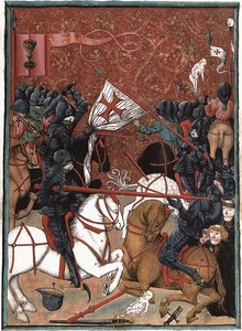 Hussite victory over the Crusaders in the Battle of Domazlice, c. 1500, Jena Codex fol. 56r Hussitenkriege.tif