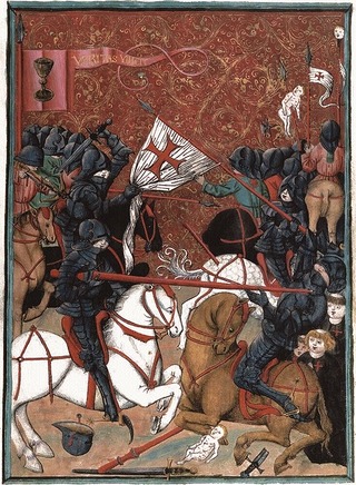 Battle between the Hussites and crusaders; Jena Codex, 15th century