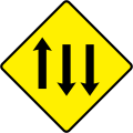 W 083 Three Lanes of Traffic (One With, Two Against)