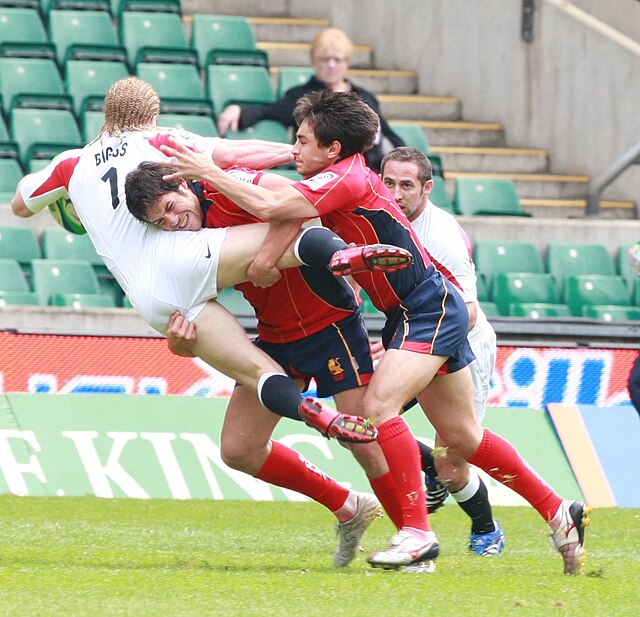 England playing Spain at the 2008 London Sevens,