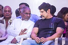 Vikram with Illayaraja at the 2018 Nadigar Sangam protest Ilaiyaraaja and Vikram at the Nadigar Sangam Protest.jpg