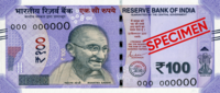 India baru 100 INR, Mahatma Gandhi Seri Baru, 2018, bagian muka.png