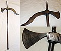 Indian tabar-zaghnal, a combination tabar axe and zaghnal war hammer - pick, all-steel construction, 18th to 19th century