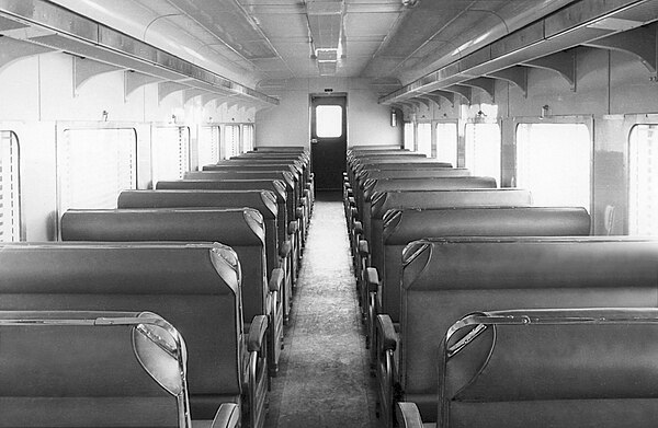 Interior of a South Australian Railways 'Bluebird' railcar (250 class second-class passenger power car)