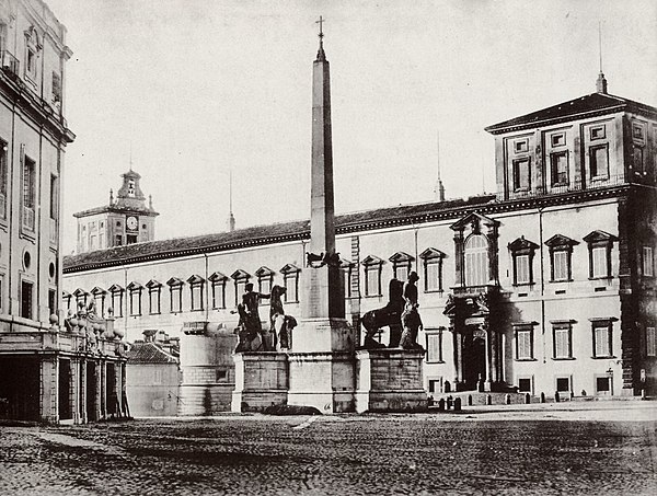 The Quirinal Palace photographed circa 1860. The Pope's residence as head of state of the Papal States was the venue for the 1846 conclave.