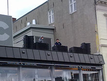 Jaa9 & OnklP performing on top of a McDonald's location in Arendal