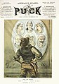 The cover of the September 21, 1889, issue of Puck magazine, featuring a depiction of the unidentified Whitechapel murderer Jack the Ripper.