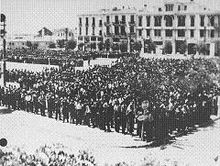 The adult Jewish male population of Thessaloniki being rounded up at Platia Eleftherias by German soldiers Jewish Roundup2.jpg
