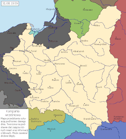 اندلاع الحرب العالمية الثانية: حتى بداية أكتوبر عام 1939، احتلت قوات ألمانيا النازية والاتحاد السوفييتي دولة بولندا كليًا بناءًا على جزء سري تم الإتفاق عليه في اتفاق مولوتوف-ريبنتروب.