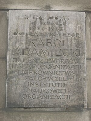 Karol Adamiecki plaque, Warsaw.JPG