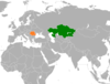 نقشهٔ موقعیت رومانی و قزاقستان.