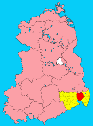 Location of the Bautzen district in the Dresden district and in the GDR