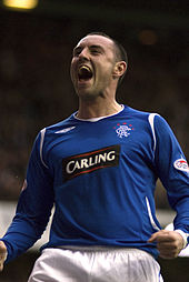 Kris Boyd broke the SPL goalscoring record set by Henrik Larsson when he scored five goals for Rangers against Dundee United on 30 December 2009. Kris Boyd.jpg