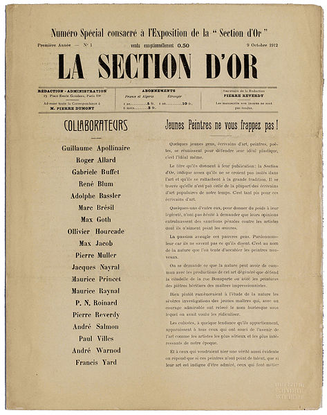 Special issue dedicated to the Exhibition of the Section d'Or, first year, no.1, 9 October 1912
