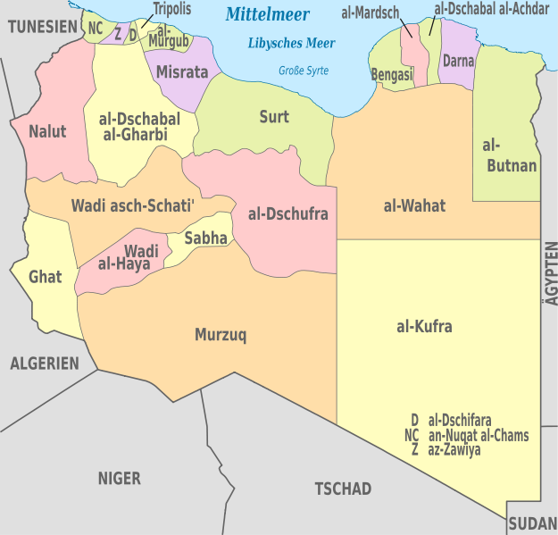 File:Libya, administrative divisions - de - colored.svg