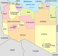 Die Lage von Infobox Munizip in Libyen in Libyen