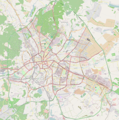 Mapa konturowa Charkowa, blisko centrum na lewo znajduje się punkt z opisem „Katedra Wniebowzięcia Najświętszej Maryi Panny w Charkowie”