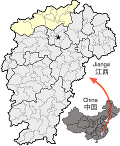 Location of Jiujiang within Jiangxi.png