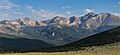 Left to right: Mount Alice, Chiefs Head Peak (centered), Pagoda Mountain, Longs Peak, Mount Meeker. Southeast aspect viewed across Wild Basin.