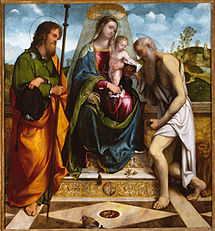 Madonna and Child with Saints James Major and Jerome by Il Romanino