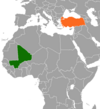 Location map for Mali and Turkey.