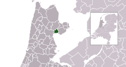Highlighted position of Hoorn in a municipal map of North Holland