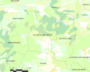 Poziția localității Le Castellard-Mélan