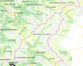 Mapa obce Saint-Paul-sur-Ubaye