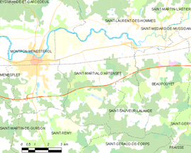 Mapa obce Saint-Martial-d’Artenset