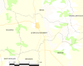 Mapa obce Le Brouilh-Monbert