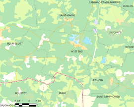 Mapa obce Hostens