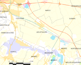 Mapa obce Les Attaques