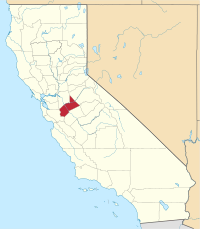 Kort over California med Stanislaus County markeret