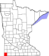 Mapa del estado que destaca el condado de Rock