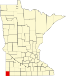 罗克县在明尼苏达州的位置