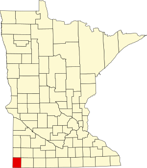 Kaart van Minnesota met de nadruk op Rock County
